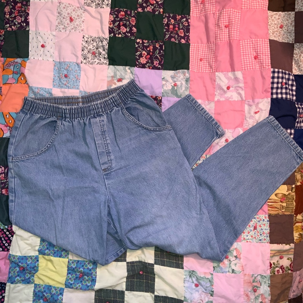 vintage 90s mom jeans elastic waist cabin creek‎